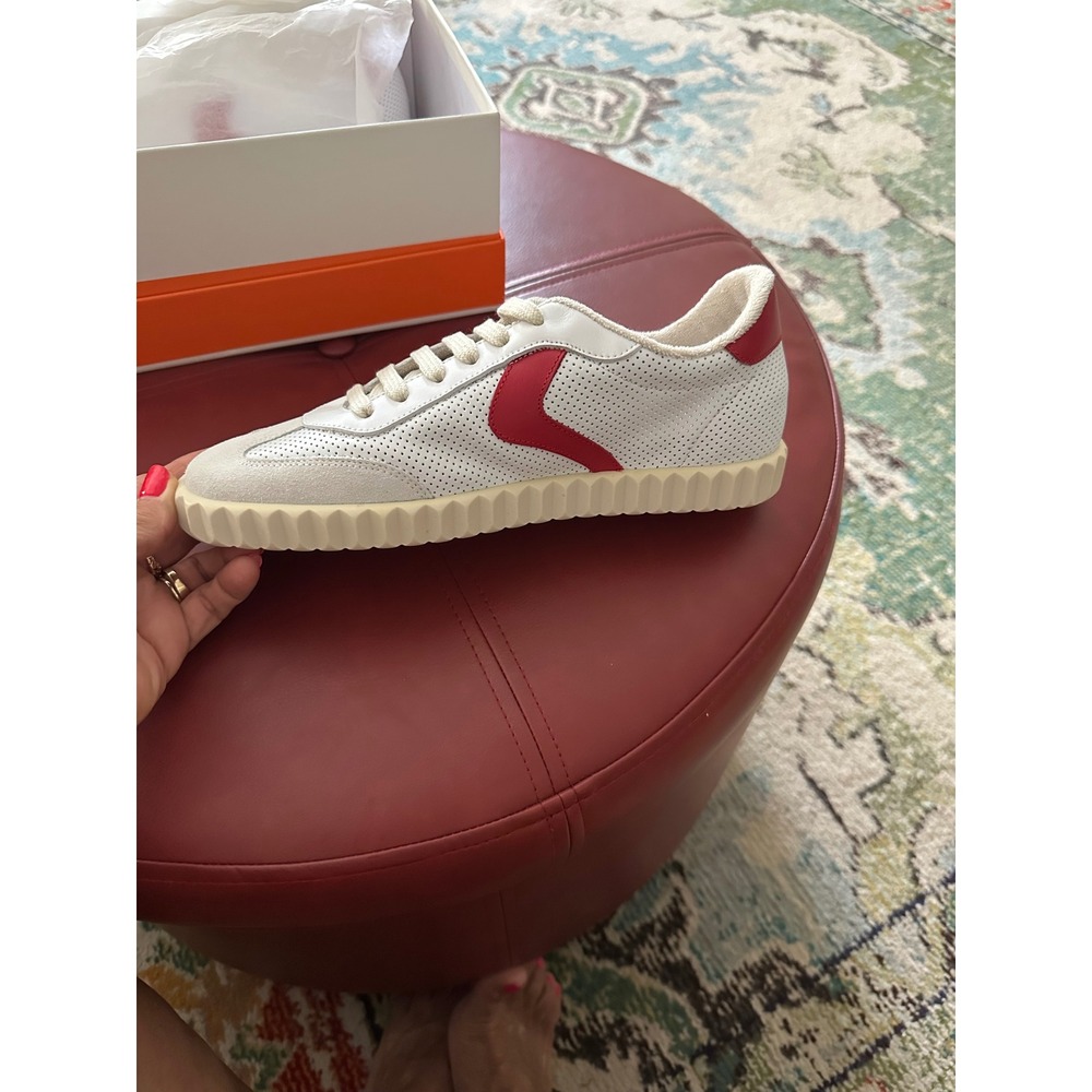 New In Box Voile Blanche Ines Mesh Suede Calf Leather Sneakers White Red Size 39 - Picture 7 of 9